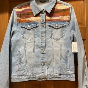 DRIFTWOOD Light Blue Denim Jacket with Multicolor Pattern